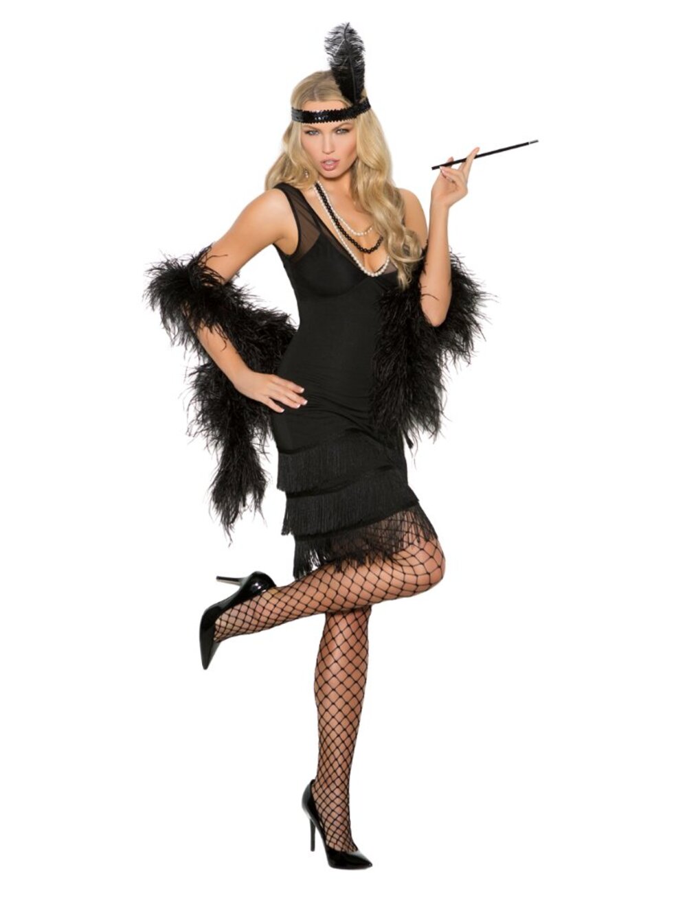 Roaring 20s Flapper Costume 2 Piece Set with Fringe Dress - Picture 3 of 13
